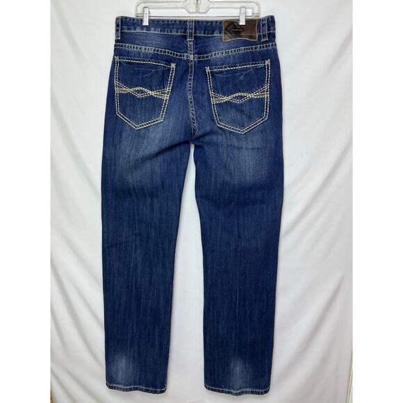 Rock & Roll Cowboy Mens 36x36 Blue Double Barrel Straight Relaxed Fit Denim Jean - Picture 2 of 8